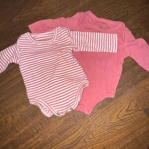 First Impressions Newborn Onesies Set of 2 | Pink & Striped